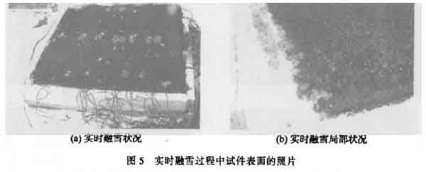 實(shí)時(shí)融雪過程中試件表面的照片